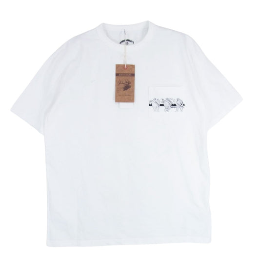 ANDFAMILYS アンドファミリー XX-22052P CN TEE BIG CHUG Mr. クルーネック 胸ロゴ 半袖 Tシャツ ホワイト系 S【中古】