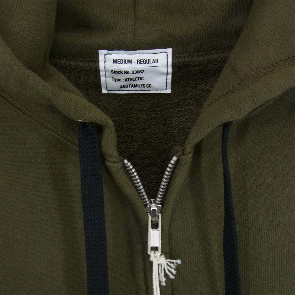 ANDFAMILYS アンドファミリー XX-23082 FULL ZIP Parka フルジップ パーカー グリーン カーキ系 M【美品】【中古】
