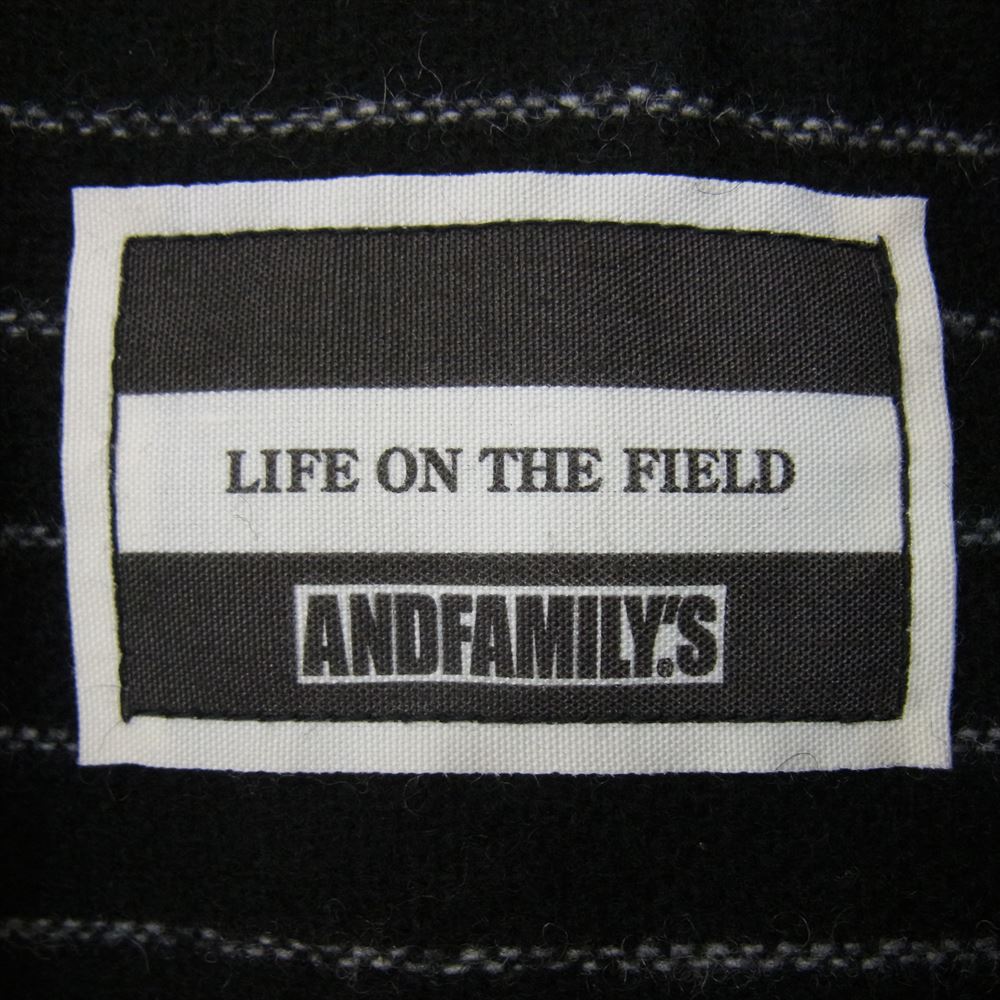 ANDFAMILYS アンドファミリー SHL-2210714 WOOL WORK SHIRTS ストライプ ウール ワーク 長袖 シャツ ブラック系 M【美品】【中古】