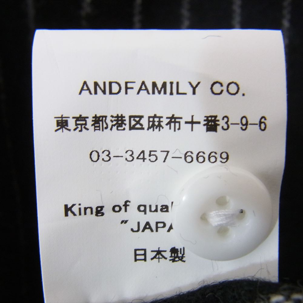 ANDFAMILYS アンドファミリー SHL-2210714 WOOL WORK SHIRTS ストライプ ウール ワーク 長袖 シャツ ブラック系 M【美品】【中古】