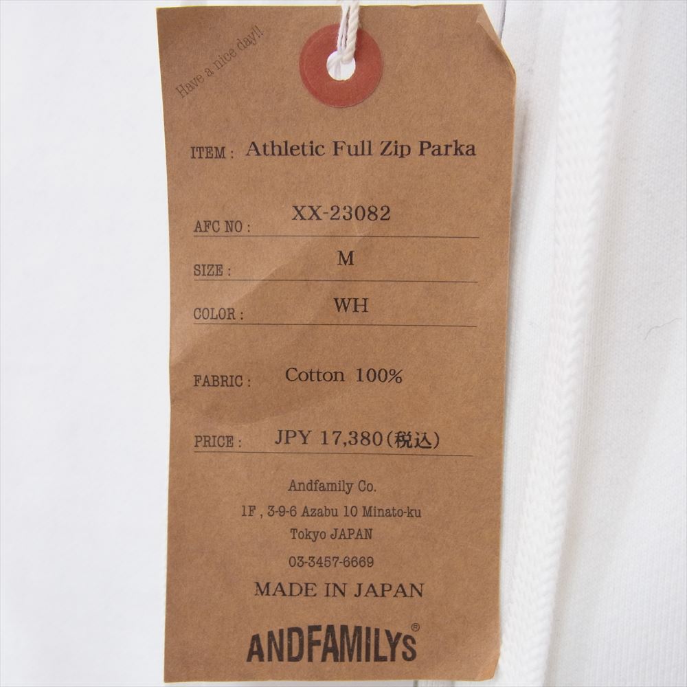 ANDFAMILYS アンドファミリー XX-23082 FULL ZIP Parka フルジップ パーカー ホワイト系 M【美品】【中古】
