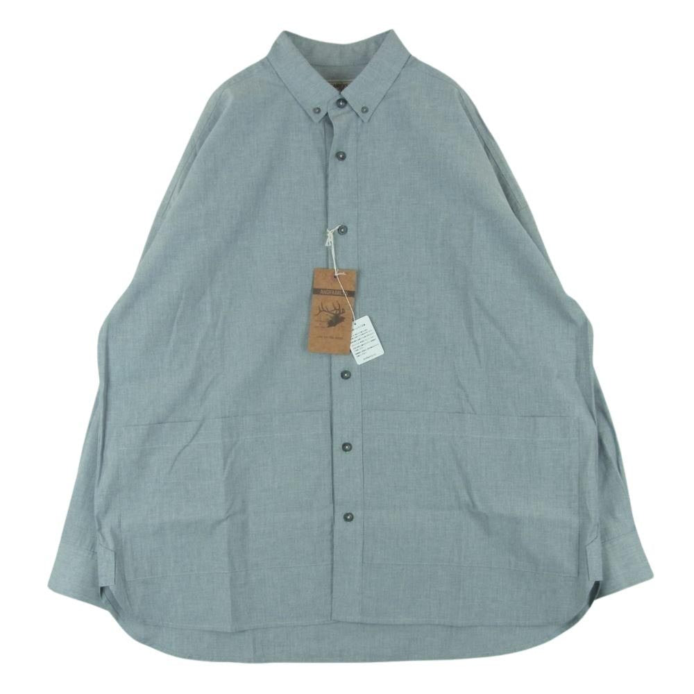 ANDFAMILYS アンドファミリー SHI-2304733 INDIGO WIDE BD SHIRTS インディゴ ボタンダウン 長袖 シャツ グレー系 XL【極上美品】【中古】