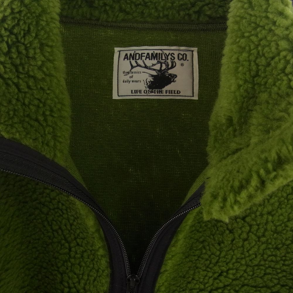 ANDFAMILYS アンドファミリー JK-2310752 ITALIAN BOA JACKET イタリアン ボア フリース ジャケット グリーン系 L【美品】【中古】