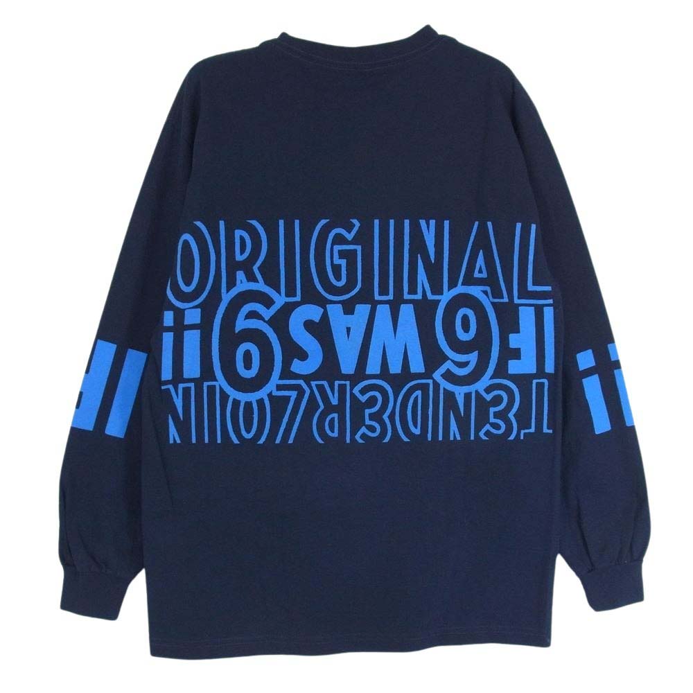 TENDERLOIN テンダーロイン 22SS LONG SLEEVE TEE 3A ロゴ プリント 長袖 Tシャツ ネイビー系 M【極上美品】【中古】