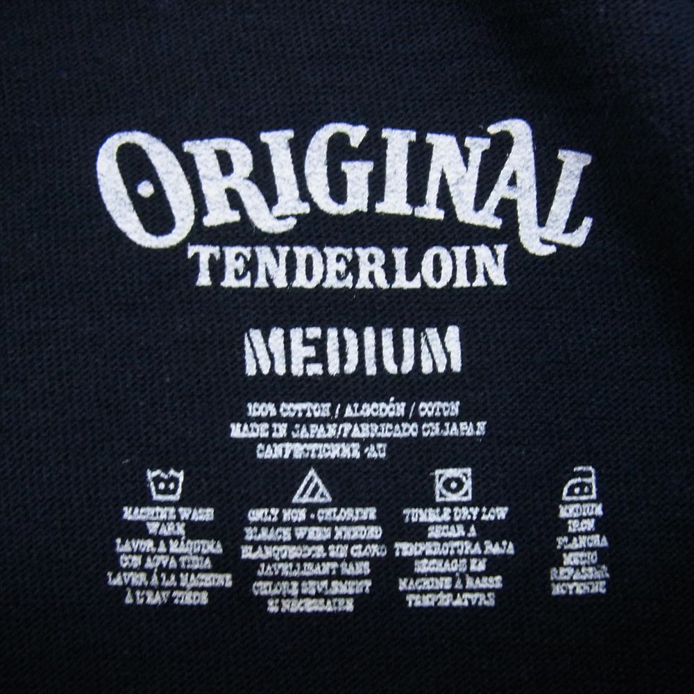 TENDERLOIN テンダーロイン 22SS LONG SLEEVE TEE 3A ロゴ プリント 長袖 Tシャツ ネイビー系 M【極上美品】【中古】