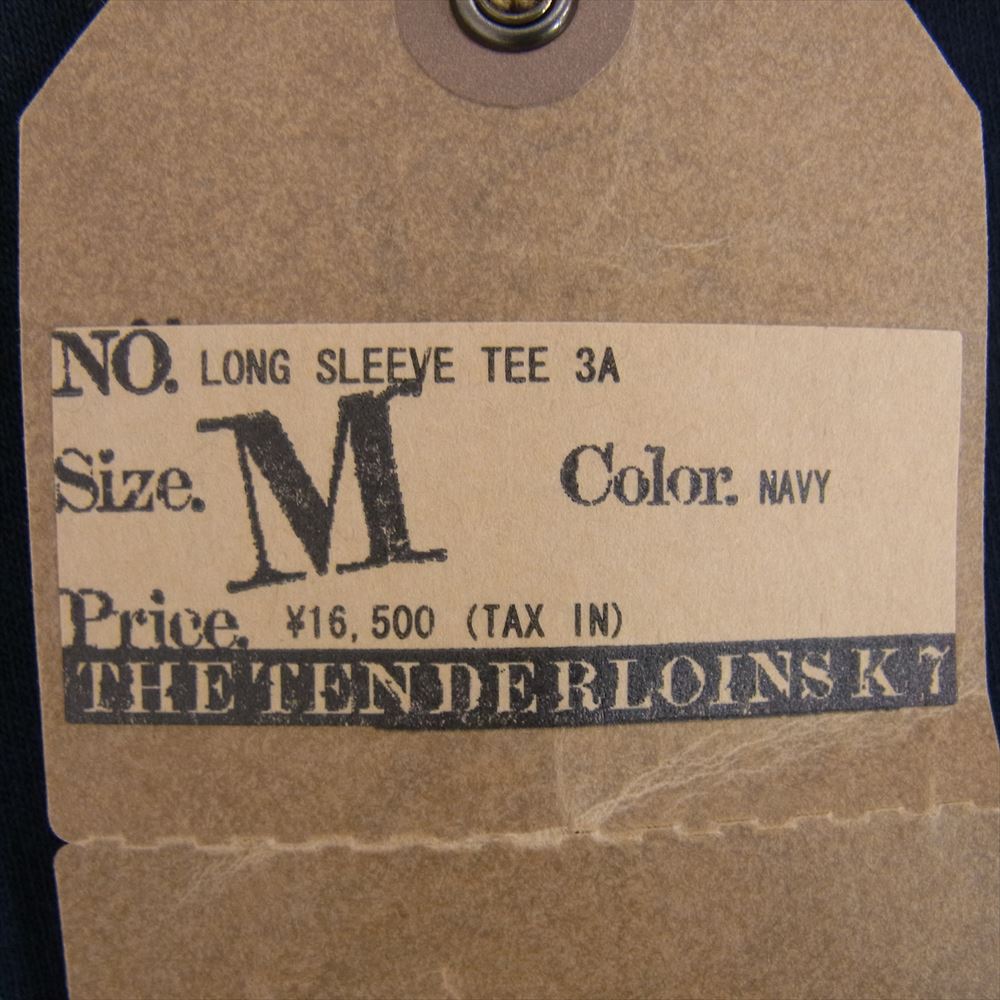 TENDERLOIN テンダーロイン 22SS LONG SLEEVE TEE 3A ロゴ プリント 長袖 Tシャツ ネイビー系 M【極上美品】【中古】