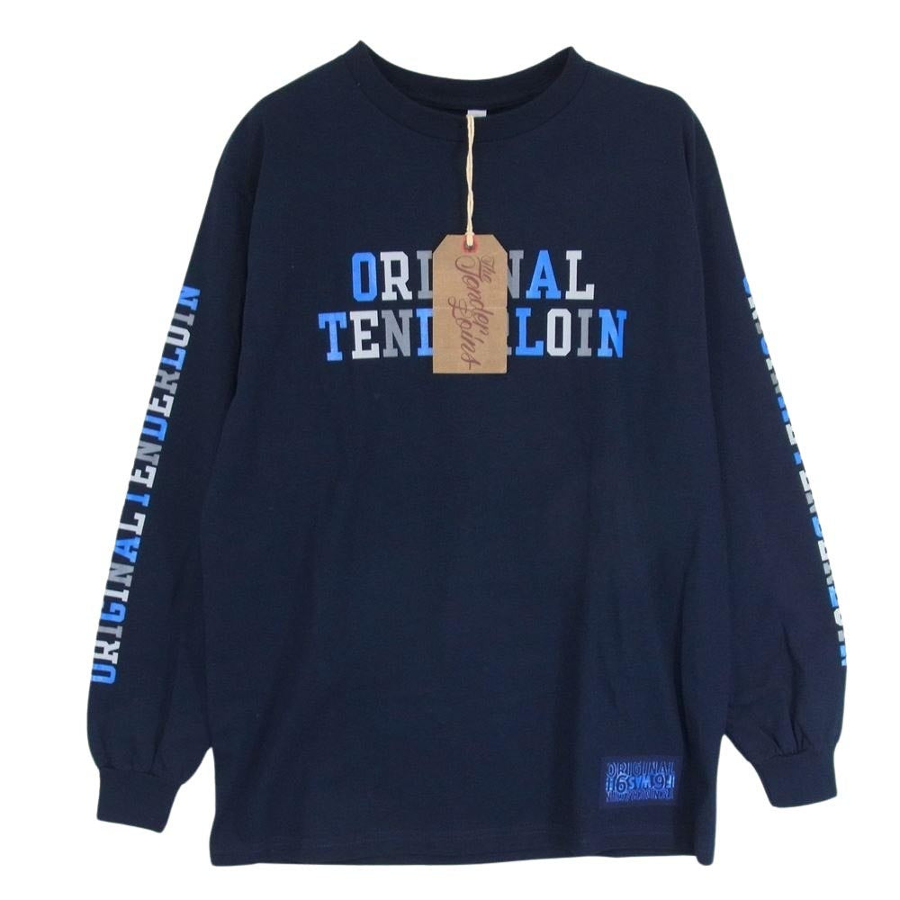 TENDERLOIN テンダーロイン LONG SLEEVE TEE 2A ロゴ プリント ボルネオスカル 長袖 Tシャツ ネイビー系 M【極上美品】【中古】