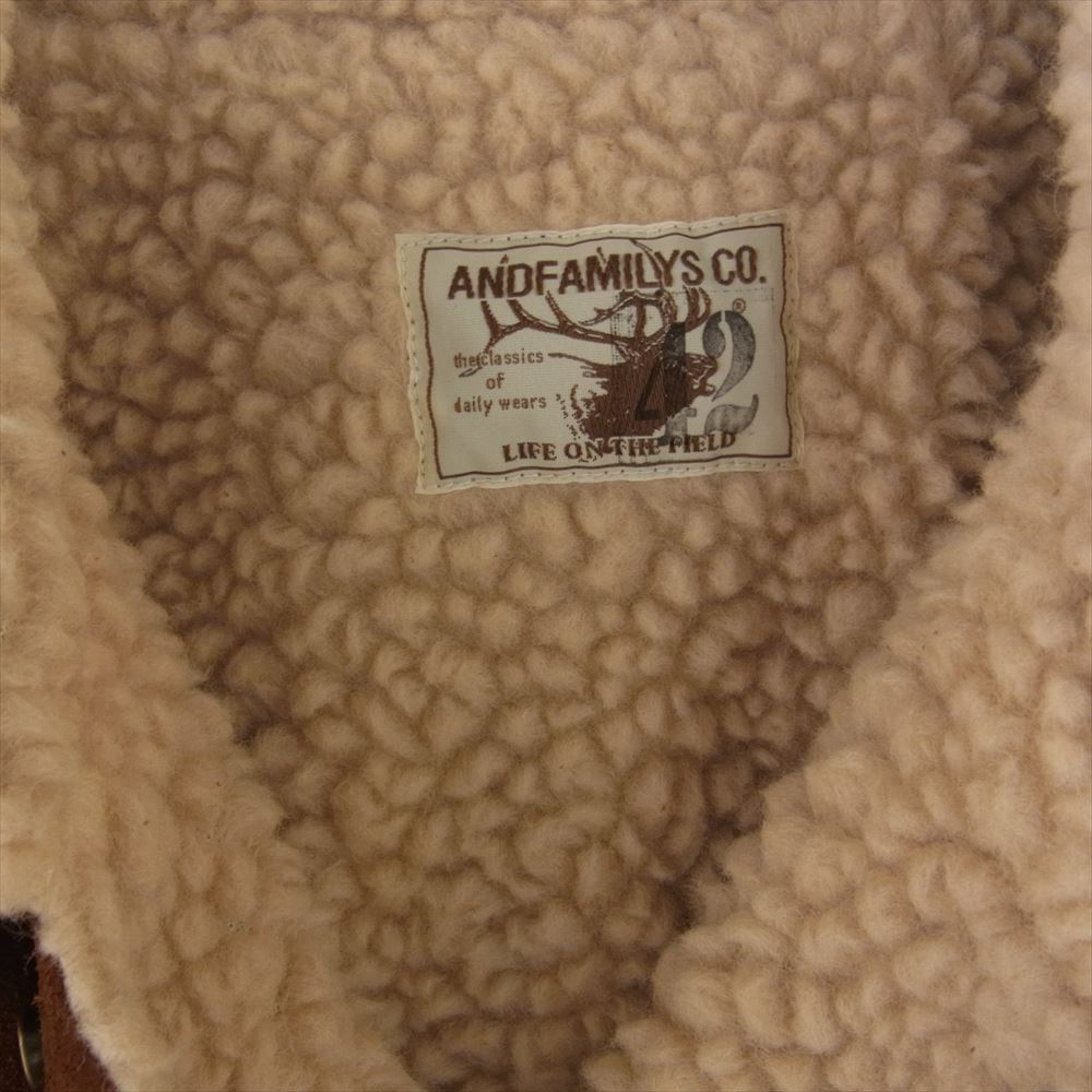 ANDFAMILYS アンドファミリー LET-2301723 SUEDE RANCH JACKET スエード ランチ 裏地ボア ジャケット ブラウン系 42【中古】