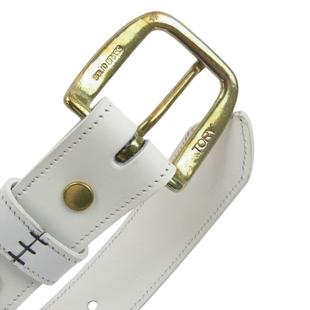 TORY LEATHER  2945 アメリカ製 イングランド ブライドルレザー ベルト ホワイト系 34【中古】
