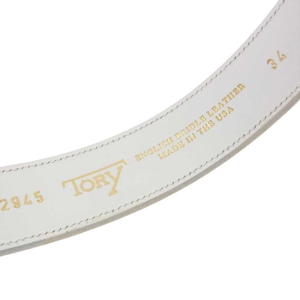 TORY LEATHER  2945 アメリカ製 イングランド ブライドルレザー ベルト ホワイト系 34【中古】