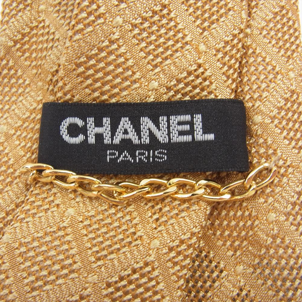 CHANEL シャネル ダイヤ柄 ジャガード ネクタイ ベージュ系【中古】