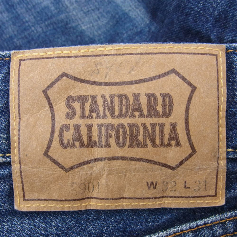 STANDARD CALIFORNIA スタンダードカリフォルニア SD 5P Denim Pants S901 Vintage Wash ボタンフライ ヴィンテージ ウォッシュ 加工 デニム パンツ インディゴブルー系 32【極上美品】【中古】
