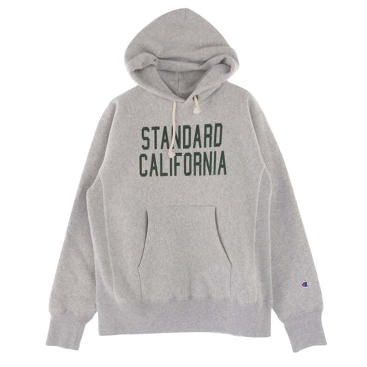 STANDARD CALIFORNIA スタンダードカリフォルニア 21AW × Champion チャンピオン ロゴ リバースウィーブ プルオーバー パーカー  グレー系 M【極上美品】【中古】