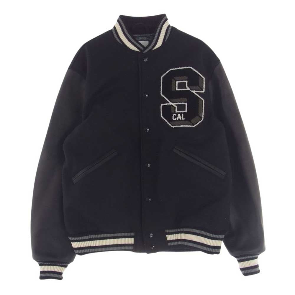 STANDARD CALIFORNIA スタンダードカリフォルニア SD Varsity Jacket 袖レザー バーシティ ジャケット ブラック系 L【極上美品】【中古】