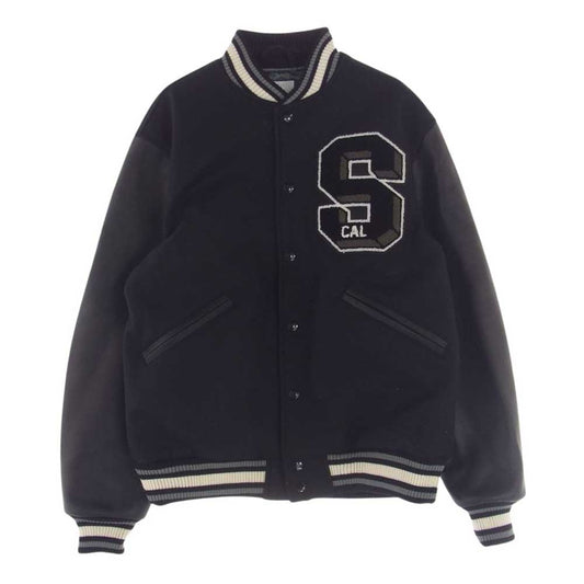 STANDARD CALIFORNIA スタンダードカリフォルニア SD Varsity Jacket 袖レザー バーシティ ジャケット ブラック系 L【極上美品】【中古】