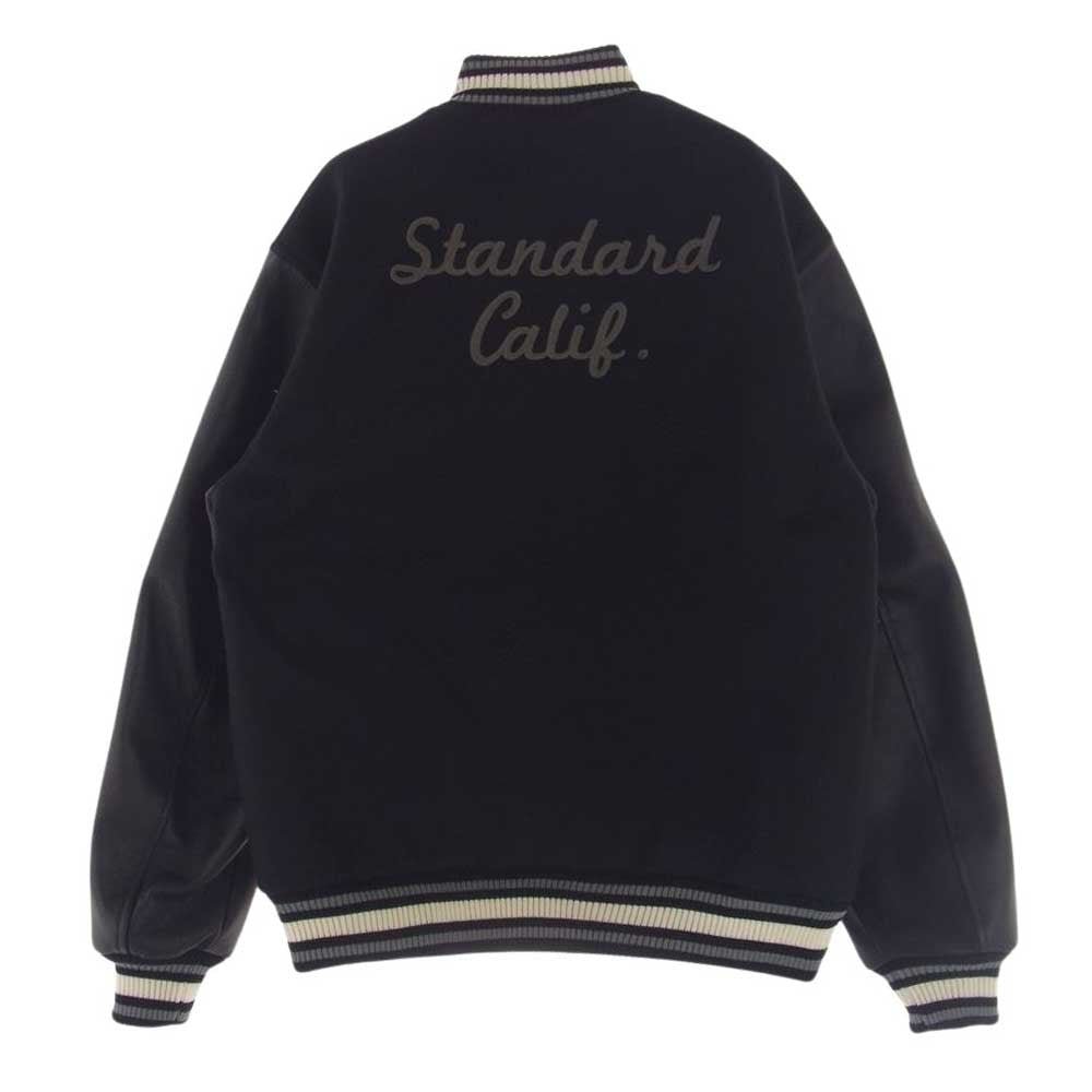 STANDARD CALIFORNIA スタンダードカリフォルニア SD Varsity Jacket 袖レザー バーシティ ジャケット ブラック系 L【極上美品】【中古】