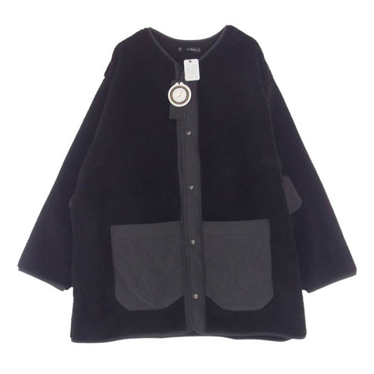 アップスケープオーディエンス AUD7208 ノーカラー ボタン ボア ジャケット ブラック系 XL【極上美品】【中古】