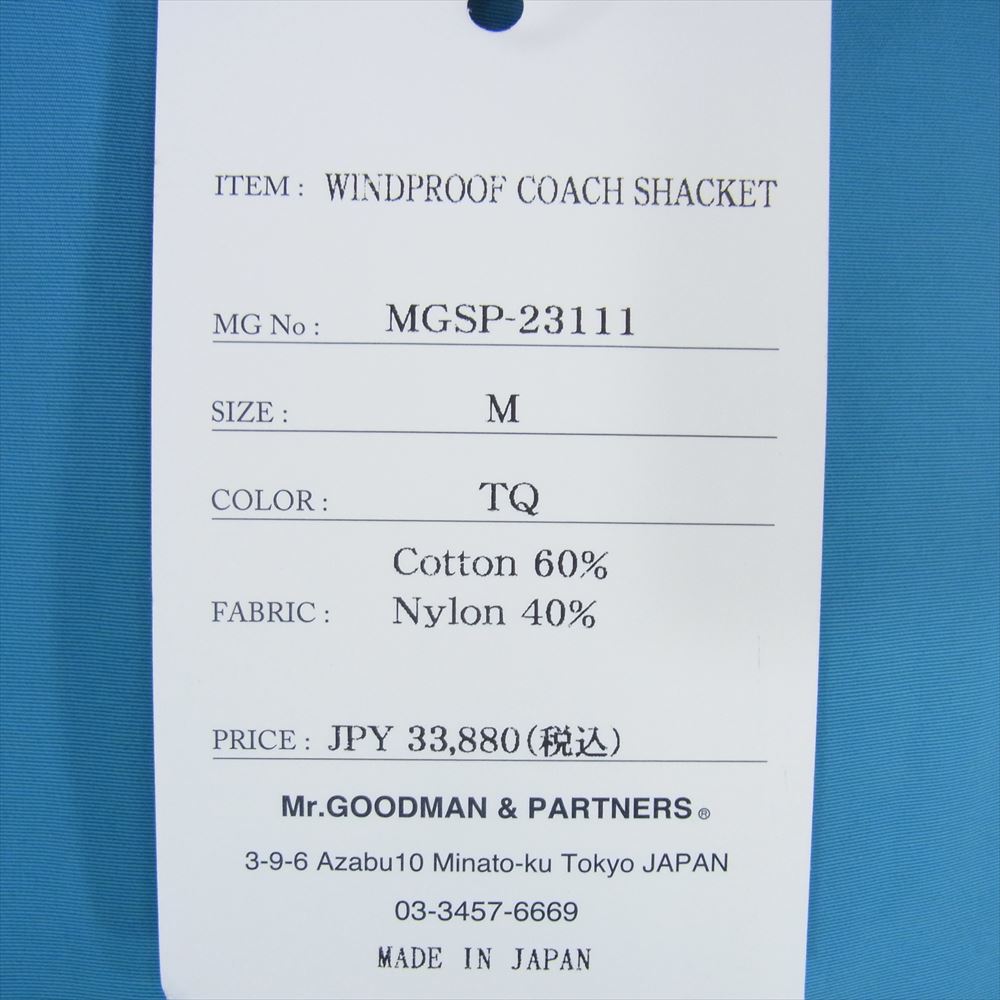 ミスター グッドマン パートナーズ MGSP-23111 WINDPROOF COACH SHACKET コーチ ジャケット ブルー系 M【極上美品】【中古】