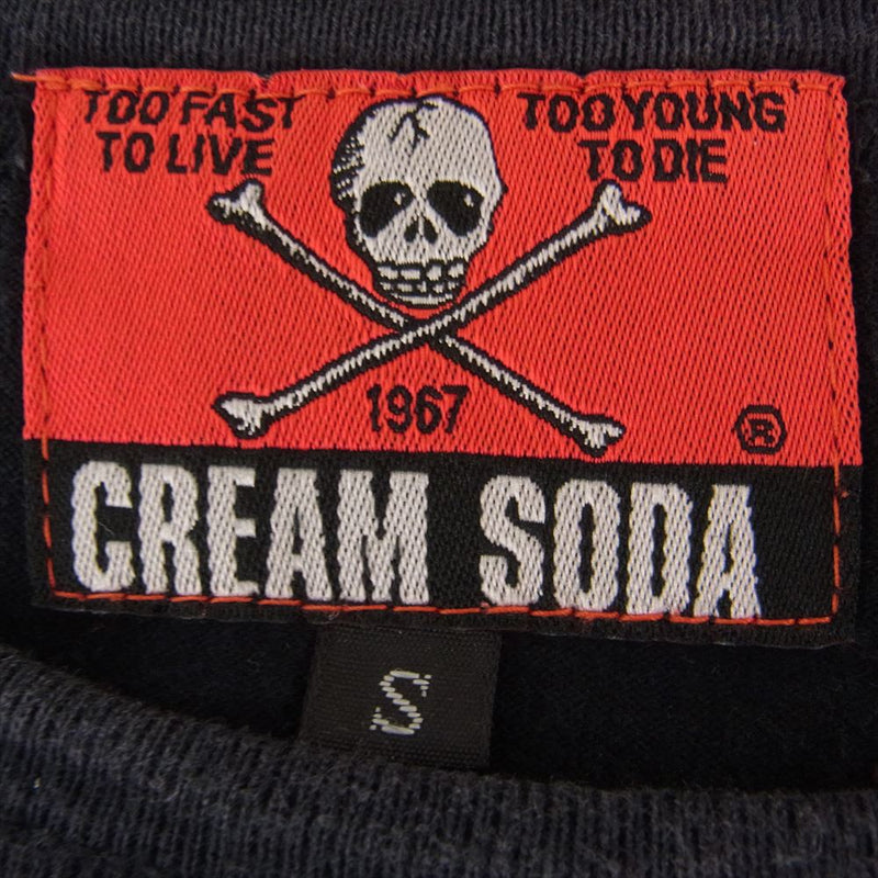 CREAM SODA クリームソーダ ボーダー ロゴ刺繍 半袖 Tシャツ ブラック系 レッド系【中古】