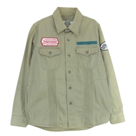 ブルコ WORK GARMENT ワーク ガーメント パッチワーク 長袖 シャツ ジャケット カーキ系 M【中古】