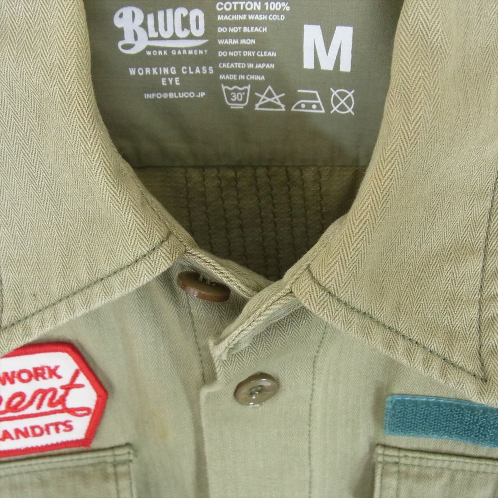 ブルコ WORK GARMENT ワーク ガーメント パッチワーク 長袖 シャツ ジャケット カーキ系 M【中古】