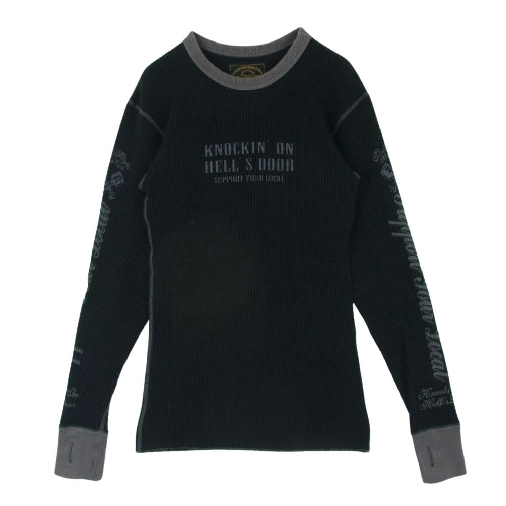 スカルフライト DOUBLE THERMAL CREW NECK サーマル クルーネック ワッフル カットソー 長袖 ブラック系 グレー系 38【中古】
