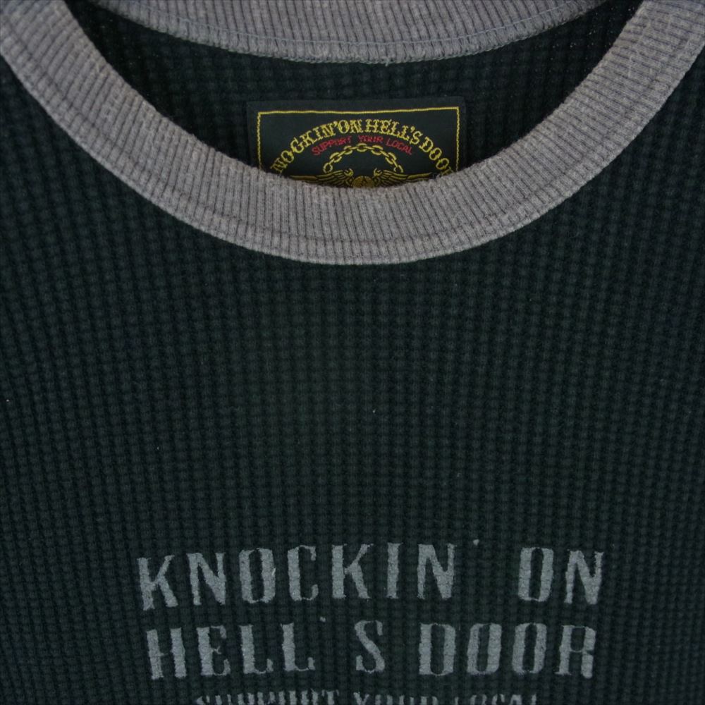 スカルフライト DOUBLE THERMAL CREW NECK サーマル クルーネック ワッフル カットソー 長袖 ブラック系 グレー系 38【中古】