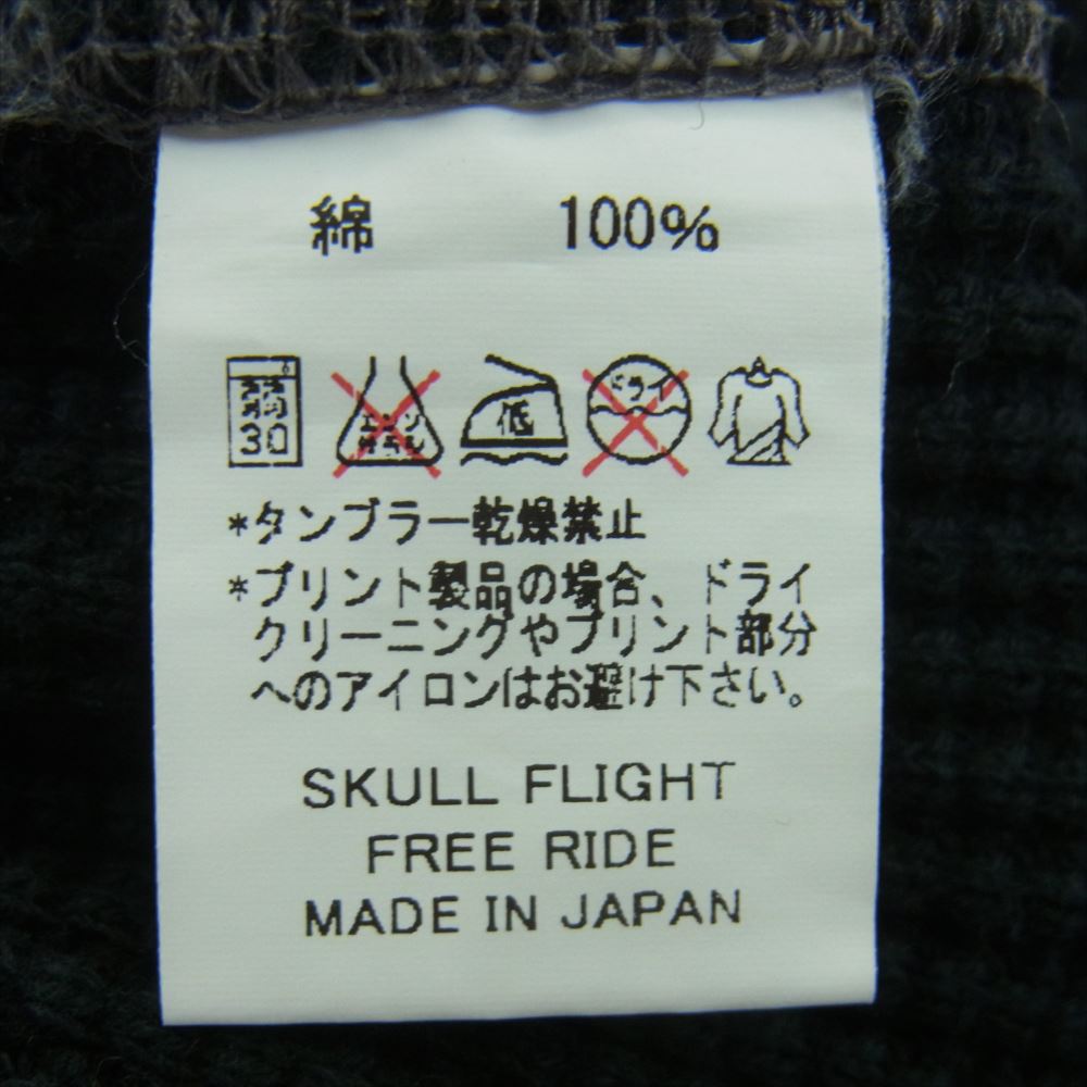 スカルフライト DOUBLE THERMAL CREW NECK サーマル クルーネック ワッフル カットソー 長袖 ブラック系 グレー系 38【中古】