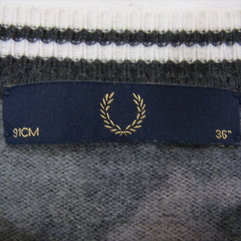 FRED PERRY フレッドペリー カモ ウール リネン ニット カーキ系 36【中古】