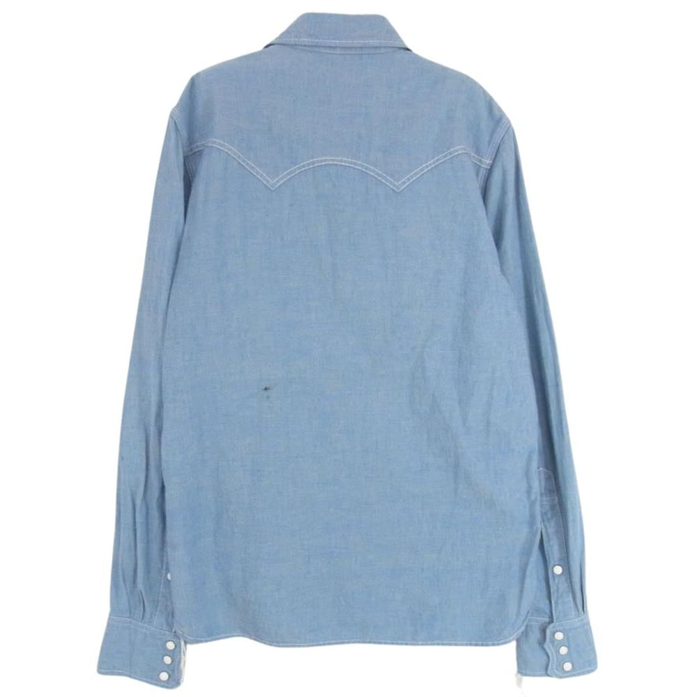 カリフォルニアライン ウェスタン シャンブレー ネップ 長袖シャツ ブルー系 36【中古】