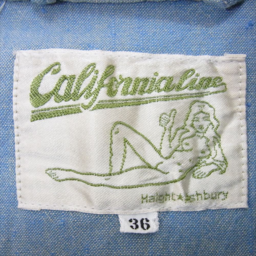 カリフォルニアライン ウェスタン シャンブレー ネップ 長袖シャツ ブルー系 36【中古】
