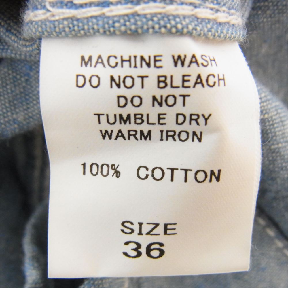 カリフォルニアライン ウェスタン シャンブレー ネップ 長袖シャツ ブルー系 36【中古】