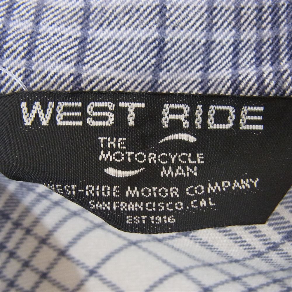 ウエストライド チェック 半袖 ネル シャツ ネイビー系 M【中古】