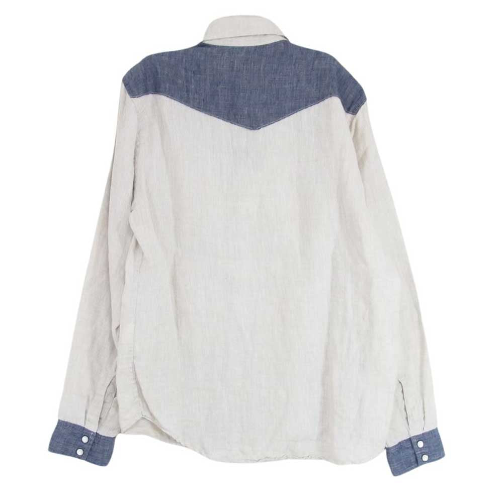 イーブルアクト リネン ウェスタン 襟刺繍 長袖シャツ オフホワイト系 M【中古】
