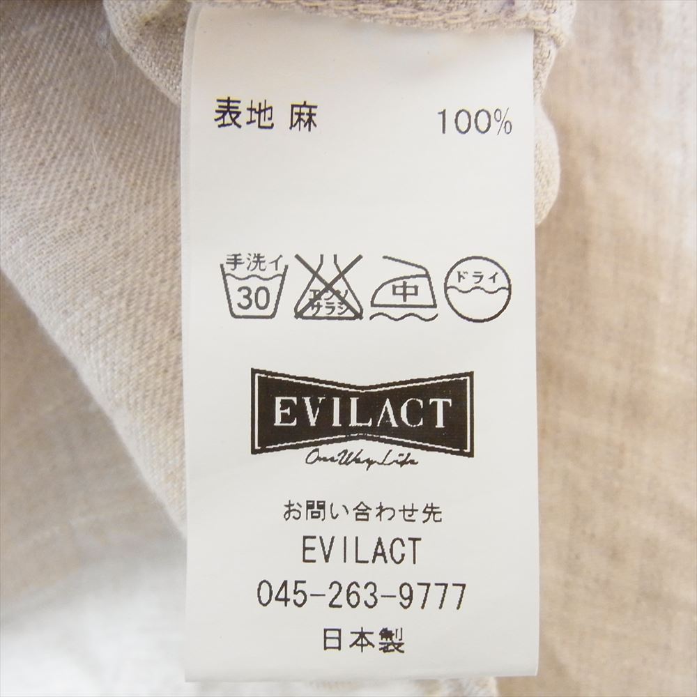イーブルアクト リネン ウェスタン 襟刺繍 長袖シャツ オフホワイト系 M【中古】