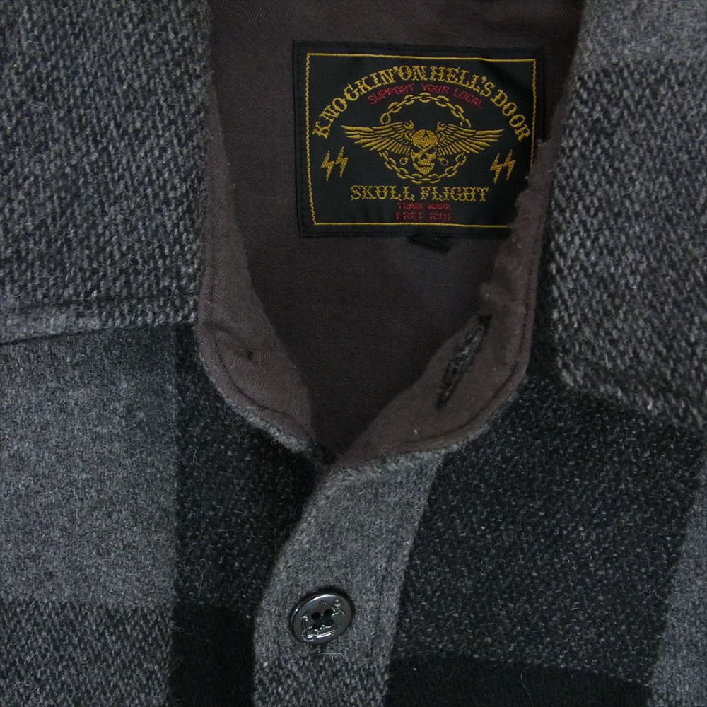 スカルフライト ウール チェック シャツ ジャケット グレー系 38【中古】