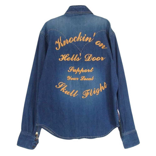 スカルフライト デニム ウエスタン シャツ インディゴブルー系 M【中古】