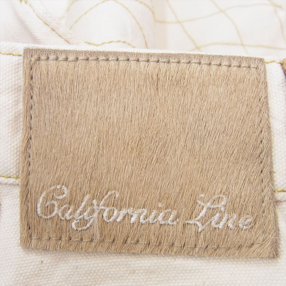 カリフォルニアライン ボタンフライ シンチバック ダブルニー ペインター ワーク パンツ オフホワイト系 29【中古】
