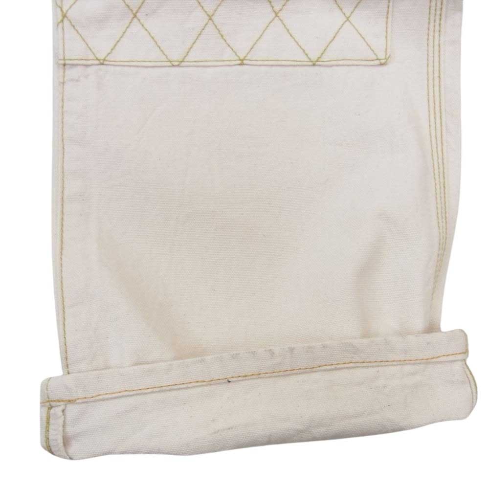 カリフォルニアライン ボタンフライ シンチバック ダブルニー ペインター ワーク パンツ オフホワイト系 29【中古】