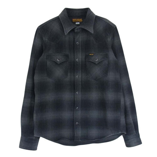 IRON HEART アイアンハート ウルトラ ヘビー チェック フランネル ネルシャツ 長袖 ブラック系 M【中古】