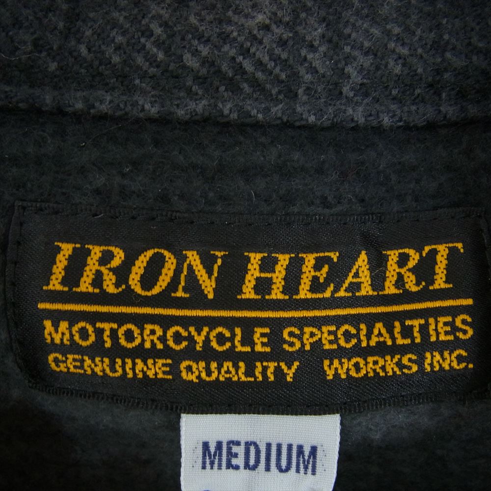 IRON HEART アイアンハート ウルトラ ヘビー チェック フランネル ネルシャツ 長袖 ブラック系 M【中古】