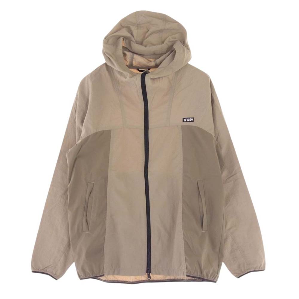 ティーエフダブリュー WIND BREAKER ロゴ刺繍 フルジップ ウインドブレーカー ナイロンジャケット マウンテンパーカー ベージュ系 M【中古】