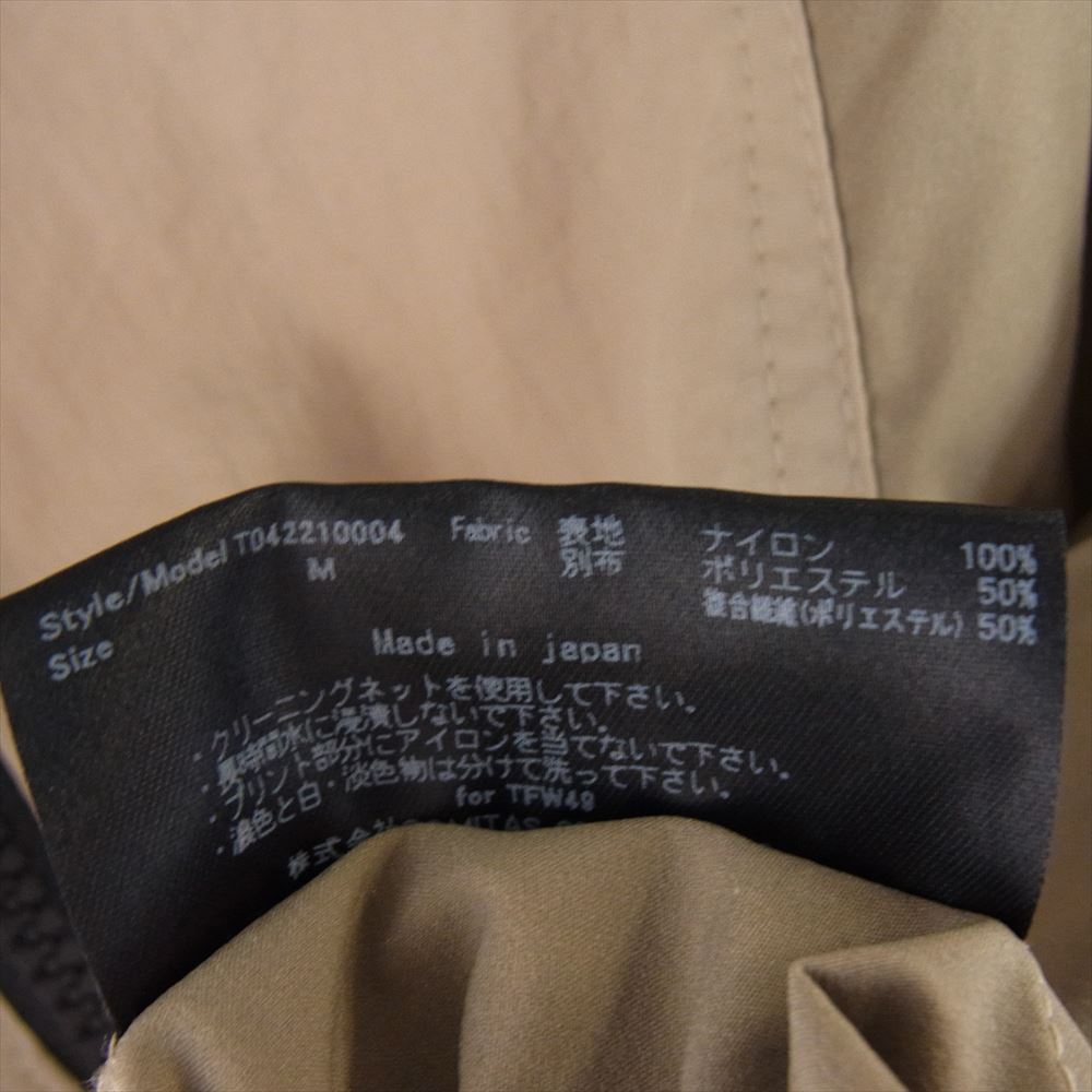 ティーエフダブリュー WIND BREAKER ロゴ刺繍 フルジップ ウインドブレーカー ナイロンジャケット マウンテンパーカー ベージュ系 M【中古】