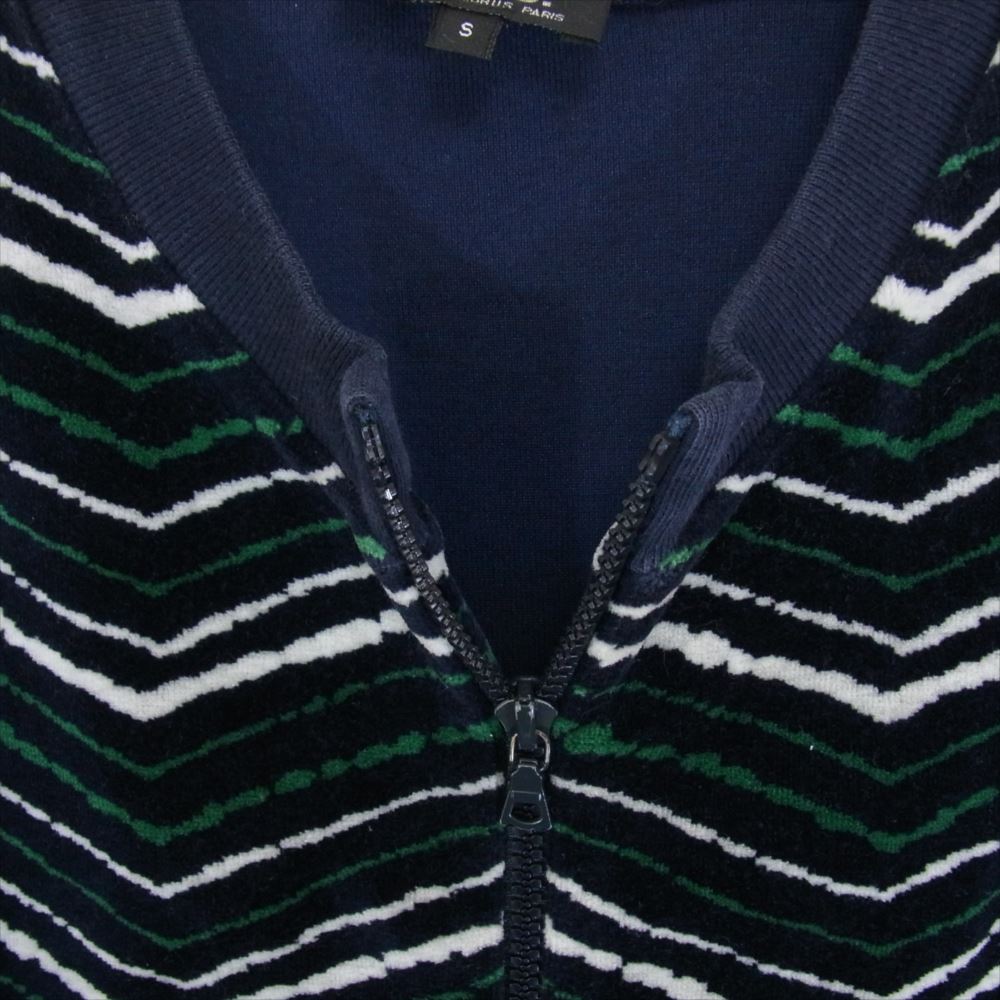 A.P.C. アーペーセー ジグザグボーダー ベロア フルジップ ブルゾン ジャケット ネイビー系 S【中古】