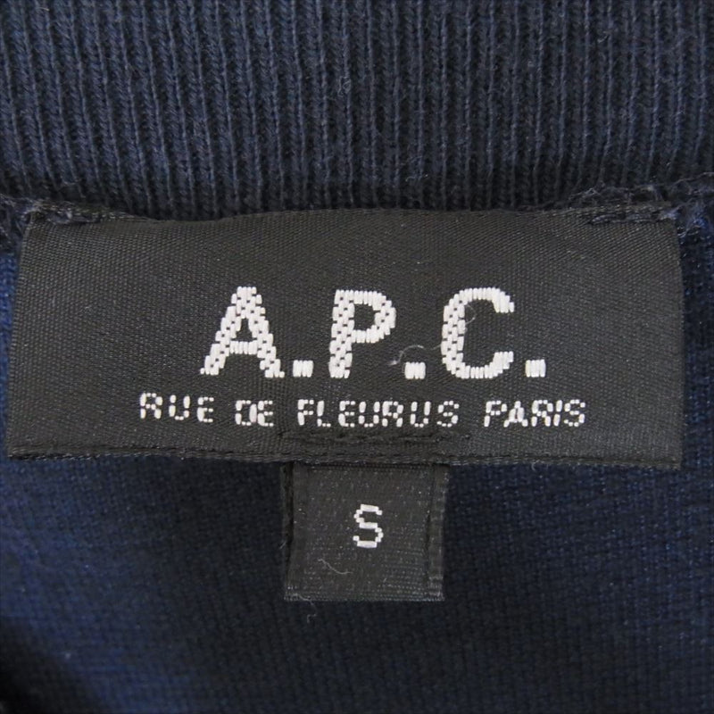 A.P.C. アーペーセー ジグザグボーダー ベロア フルジップ ブルゾン ジャケット ネイビー系 S【中古】