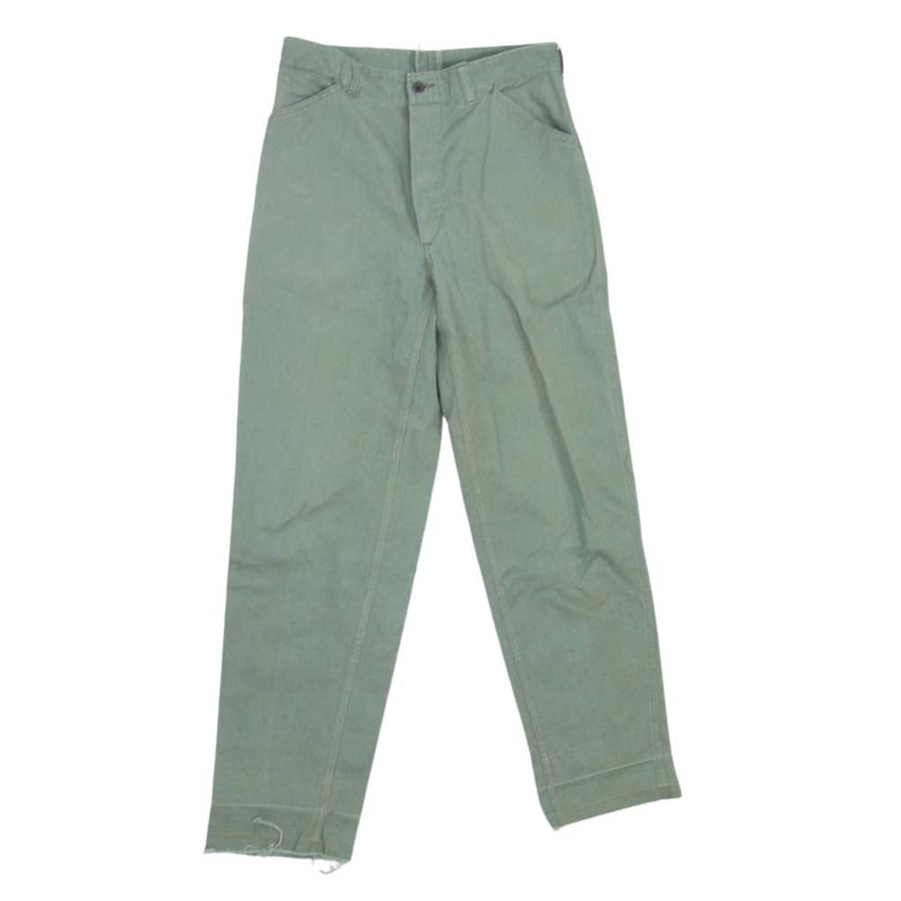 vintage 40s USMC HBTトラウザーズ ヘリンボーン ボタンフライ ミリタリー パンツ カーキ系 サイズ表記無【中古】