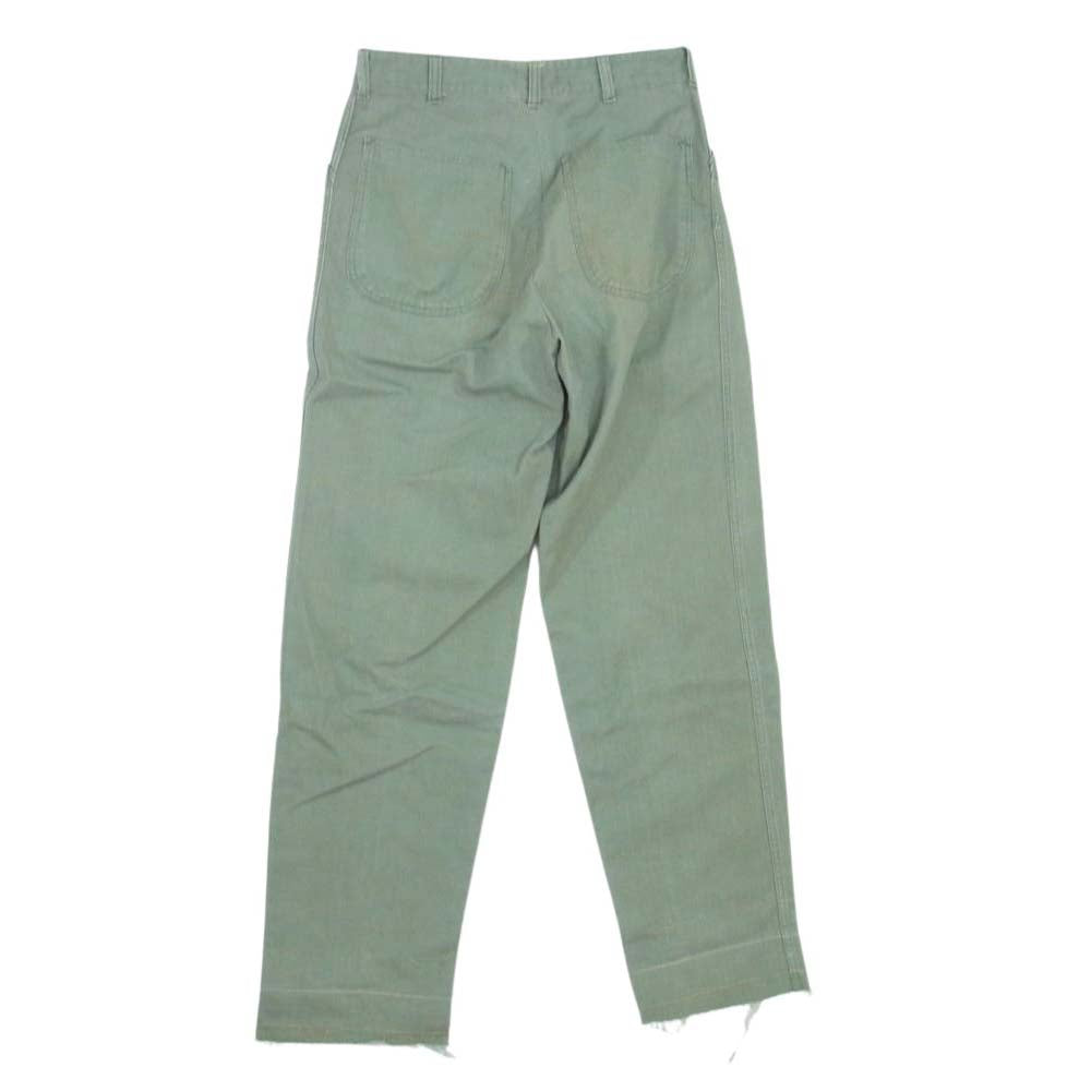vintage 40s USMC HBTトラウザーズ ヘリンボーン ボタンフライ ミリタリー パンツ カーキ系 サイズ表記無【中古】