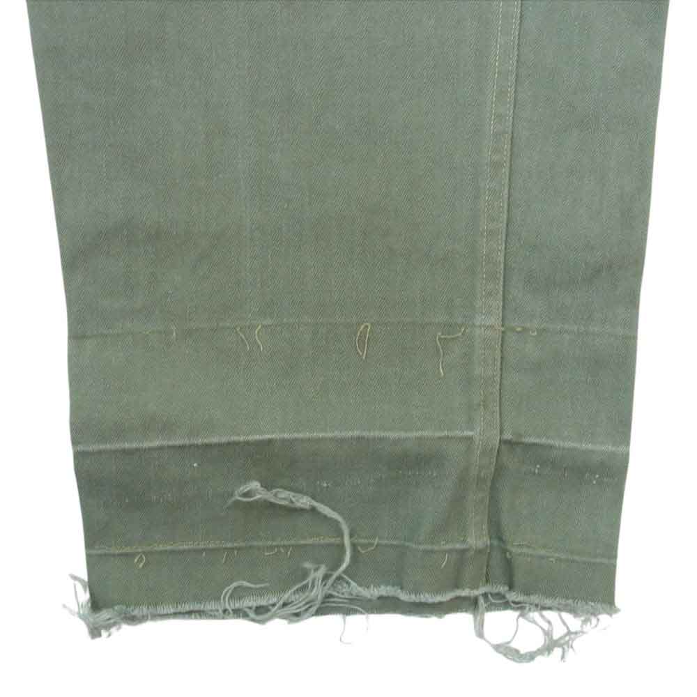 vintage 40s USMC HBTトラウザーズ ヘリンボーン ボタンフライ ミリタリー パンツ カーキ系 サイズ表記無【中古】