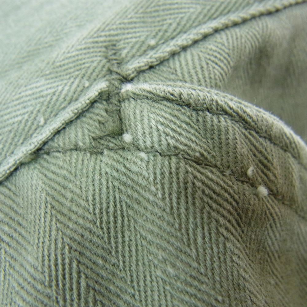 vintage 40s USMC HBTトラウザーズ ヘリンボーン ボタンフライ ミリタリー パンツ カーキ系 サイズ表記無【中古】