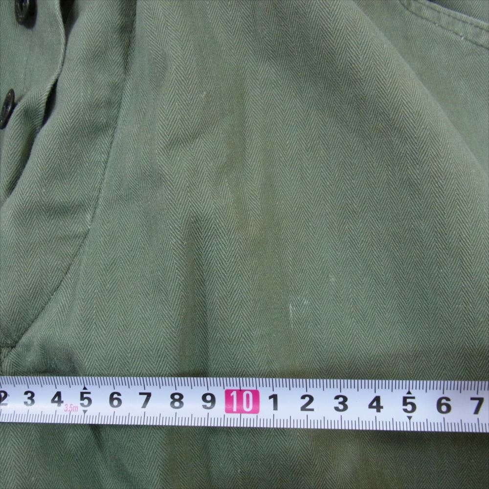 vintage 40s USMC HBTトラウザーズ ヘリンボーン ボタンフライ ミリタリー パンツ カーキ系 サイズ表記無【中古】